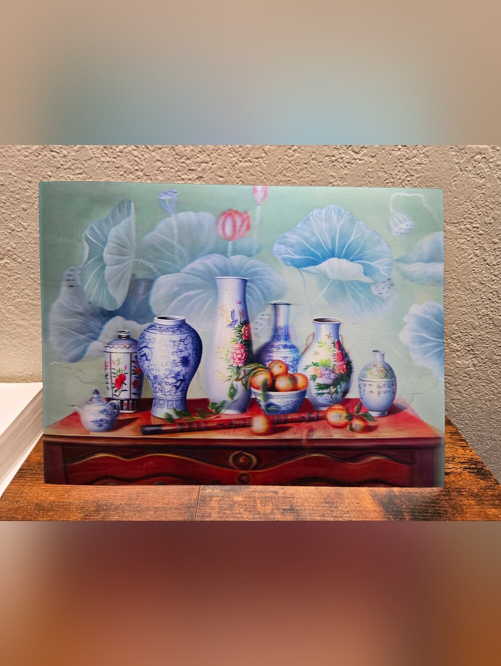 Decorative Blue Floral Porcelain Vase Print - Home Art (3D)